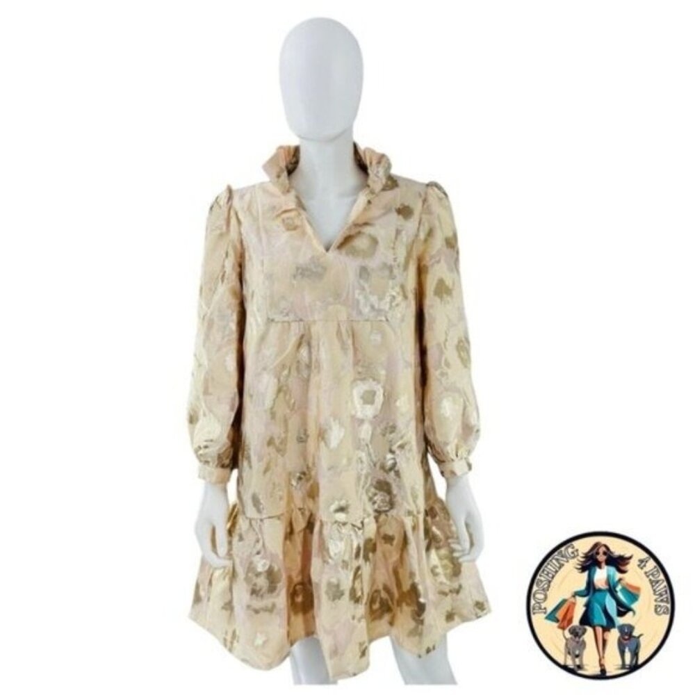 Tuckernuck NEW Champagne Fil Coupe Palmerston Formal Mini Dress Size S - Picture 2 of 10